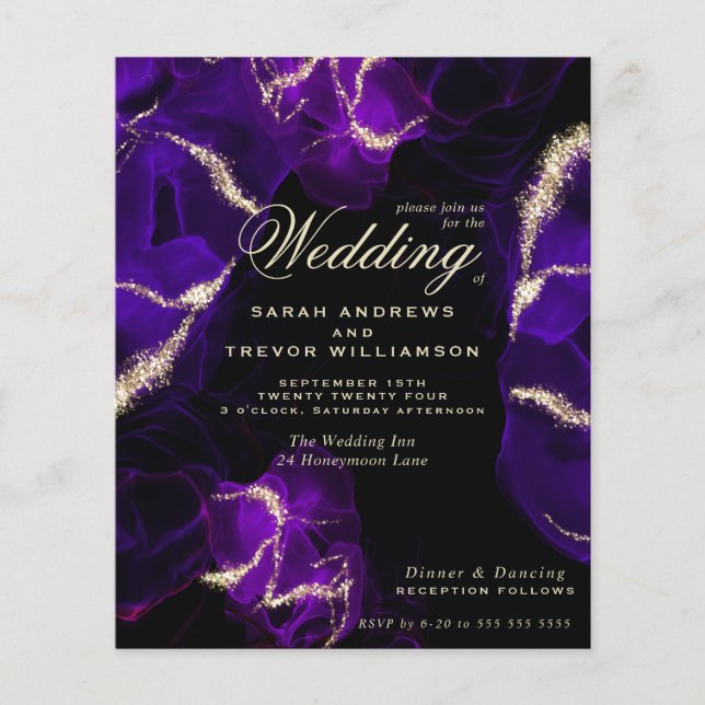 Budget Wedding Amethyst Purple Alcohol Ink (Front)