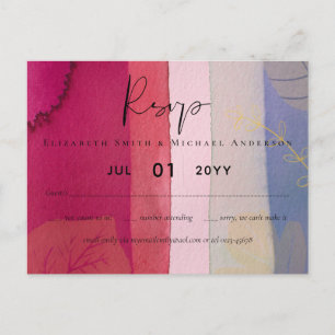 BUDGET Wedding Berry Red Purple Watercolor Postcard