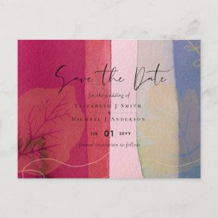 BUDGET Wedding Berry Red Purple Watercolor Postcard