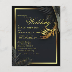 Budget Wedding Black Gold Framed Tropical Leaves