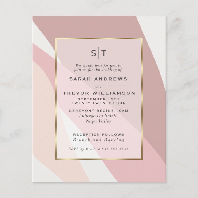 Budget Wedding Blush Dusty Rose Gold Abstract (Front)