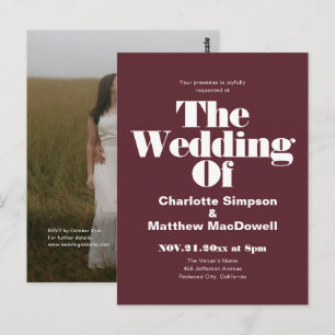 Budget Wedding Bold Modern Editorial Photo QR Code Postcard