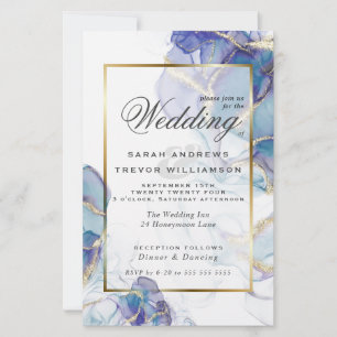 Budget Wedding Celestial Teal Indigo Fluid Ink