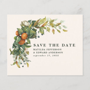 budget wedding citrus floral modern save the date flyer