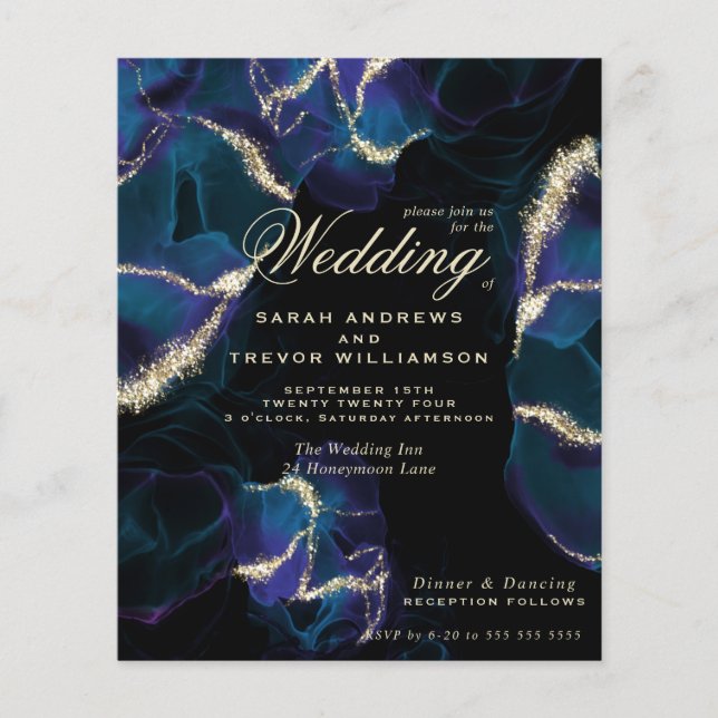 Budget Wedding Cobalt Blue Purple Alcohol Ink (Front)