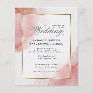 Budget Wedding Coral Rose Gold Abstract Marbled  I