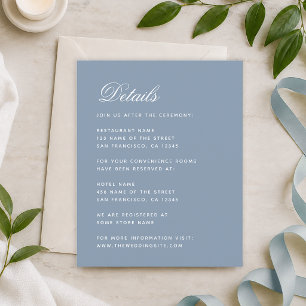 Budget Wedding Details Card Dusty Blue Calligraphy