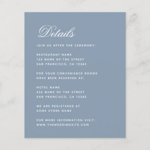 Budget Wedding Details Card Dusty Blue Calligraphy