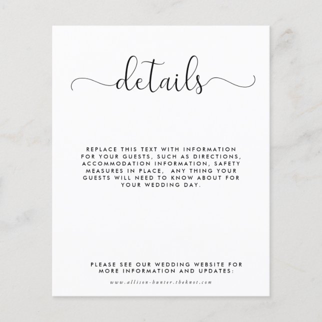 Budget Wedding Details Enclosure Card (Front)