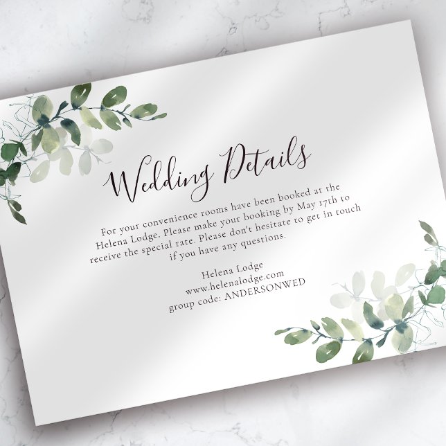 BUDGET Wedding Details Eucalyptus Enclosure Card (Creator Uploaded)