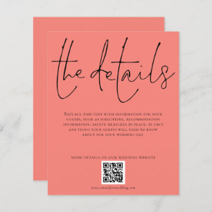 Budget Wedding Details QR Code Coral Rose Encl