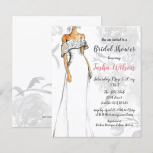 Budget Wedding Dress Bridal Shower Invitation