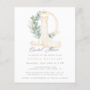 Budget Wedding Dress Bridal Shower Invitation
