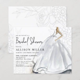 Budget Wedding Dress Bridal Shower Invitation