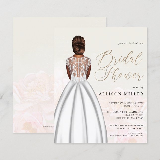 Budget Wedding Dress Bridal Shower Invitation (Front/Back)