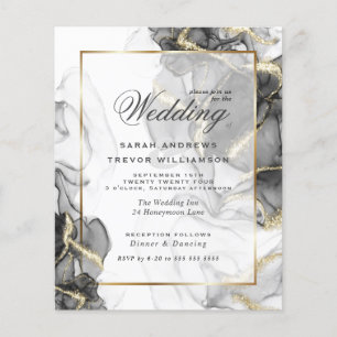 Budget Wedding Elegant Black Gold Alcohol Ink