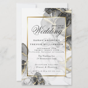 Budget Wedding Elegant Black Gold Alcohol Ink