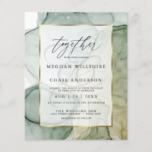 Budget Wedding Elegant Pale Sage  Abstract Ink