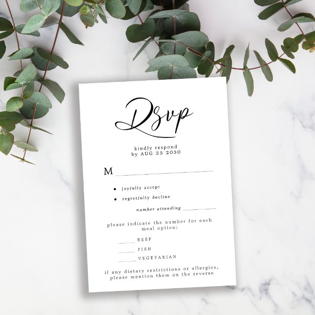Budget wedding elegant simple meal options RSVP card (Creator Uploaded)