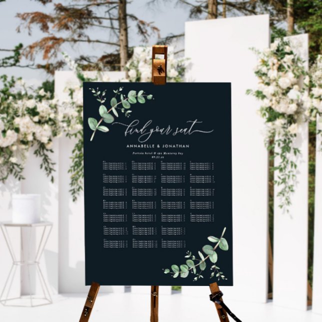 Budget Wedding Eucalyptus botanical find your seat Poster (Creator Uploaded)