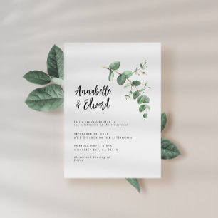 budget Wedding eucalyptus details and invitation