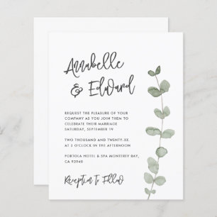 Budget Wedding eucalyptus details, invitation