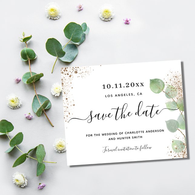 Budget wedding eucalyptus gold save the date (Creator Uploaded)