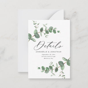 budget wedding eucalyptus green details  card