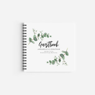 budget wedding eucalyptus rustic simple guest book