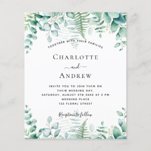 Budget wedding eucalyptus woodland invitation