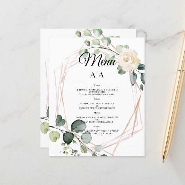 Budget/Wedding/Flat Menu. (Front/Back In Situ)