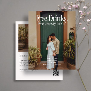Budget Wedding Free Drink Photo Save The Date Flyer