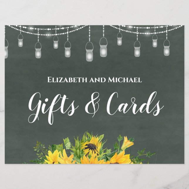 Budget Wedding Gifts and Cards Chalk Sunflowers (Front)