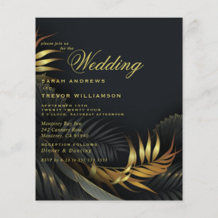 Budget Wedding Gold and Black Tropical Leaves