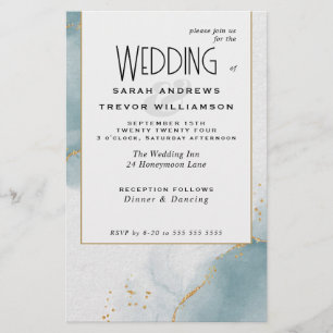 Budget Wedding Gold Dusty Blue Abstract Skies