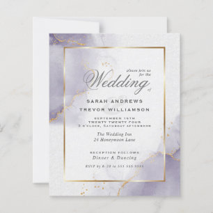 Budget Wedding Gold Dusty Plum Purple  Invitation
