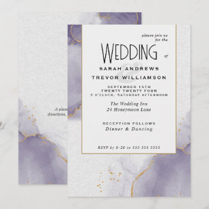 Budget Wedding Gold Dusty Plum Purple Invitation
