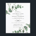 budget Wedding greenery Eucalyptus invitation Flyer<br><div class="desc">Budget Eucalyptus Greenery foliage modern minimal garden party Wedding Invitations. Simple contemporary botanical design.</div>
