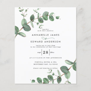 budget Wedding greenery Eucalyptus invitation Flyer