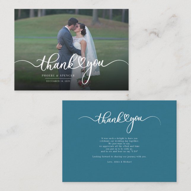 Budget Wedding Hand-Lettered Photo Thank You Card (Front/Back)