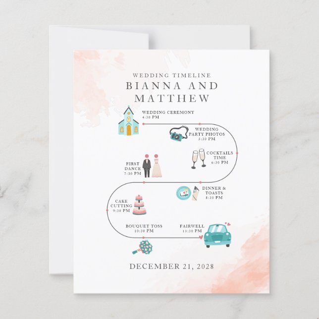 Budget Wedding Icons Itinerary Elegant Program (Front)