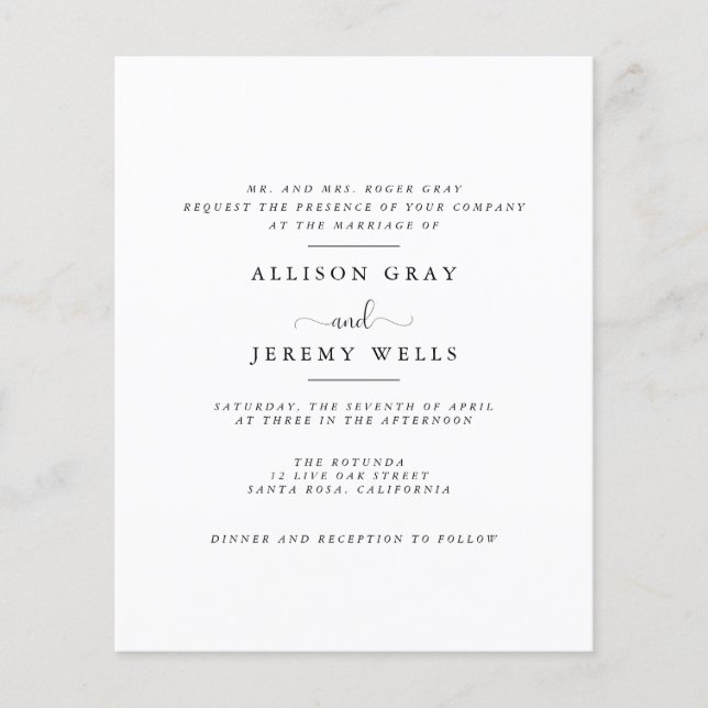 Budget Wedding Invitation  Flyer (Front)