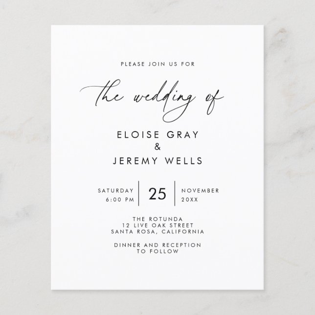 Budget Wedding Invitation  Flyer (Front)