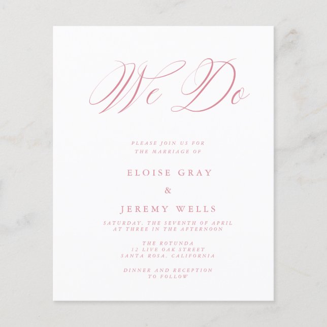 Budget Wedding Invitation  Flyer (Front)