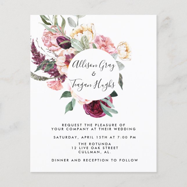 Budget Wedding Invitation | Laural Flyer (Front)