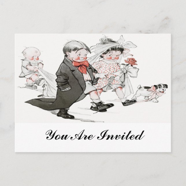 budget wedding invitation postcard (Front)