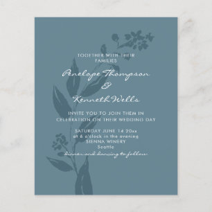 Budget Wedding Invitation Rustic Blue Botanical