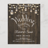 Budget Wedding Invitation - Rustic Wood & Lights