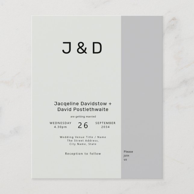 Budget Wedding Invitation Sage Grey Flyer (Front)