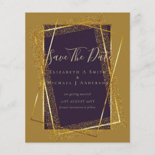 BUDGET WEDDING INVITATIONS  Gold Glitter Foil Look Flyer